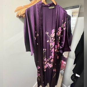 100% silk purple floral kimono